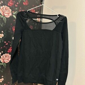 Fabletics Black Mesh Accent Blouse
